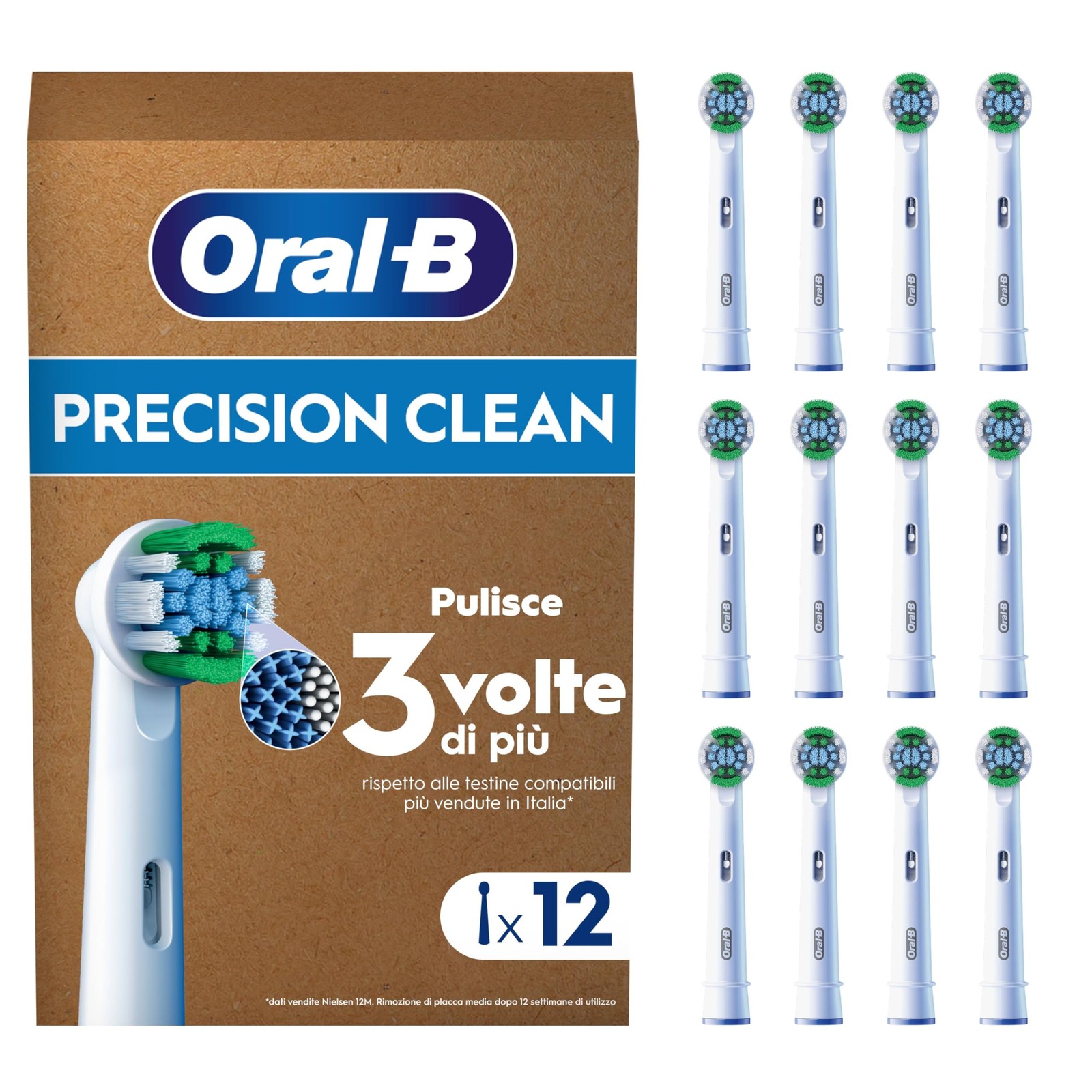 Oral B Ricambi Testine Professionali 12 Pezzi per Spazzolino Pro