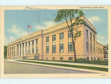 Linen POST OFFICE SCENE Flint Michigan MI : make an offer hs1521