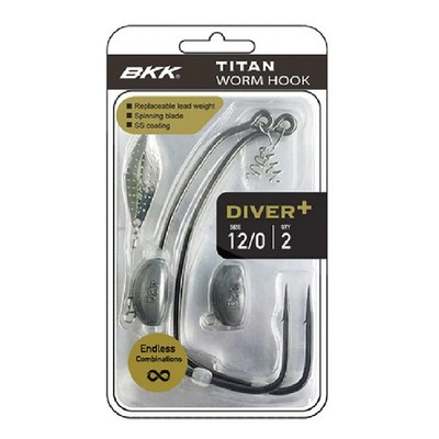 BKK Titan Diver+ Offset Haken mit Spinnerblatt 2 Stück Swimbait