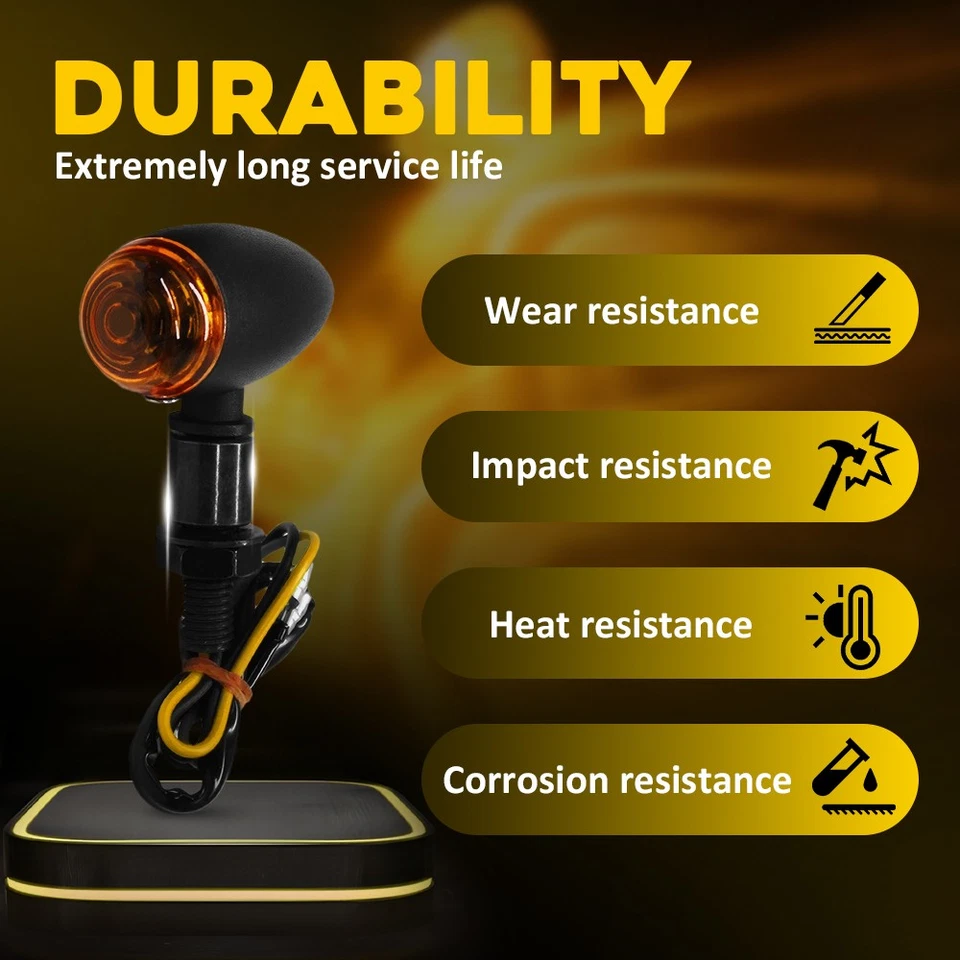 2X Amber Motorcycle Bullet Blinker Running LED Turn Signals Tail Rear Light EXR - Image 4 of 4