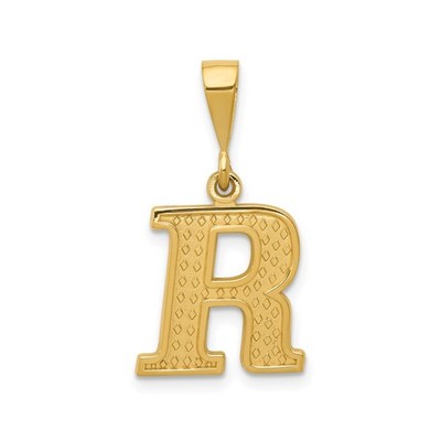 10k Gelbgold Buchstabe R Anhänger Diamantschliff Blockschrift poliert Initiale Charm