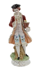 15*” Antique Volkstedt/ Dresden Style Porcelain Figurine Victorian Colonial Man