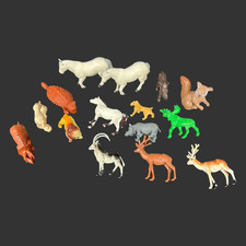 Vintage Assorted Plastic Wild Animals Mini Figures Lot of 15