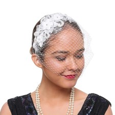 Womens Fascinators Hat Bridal Wedding Veil Mesh Lace Headband Tea Party