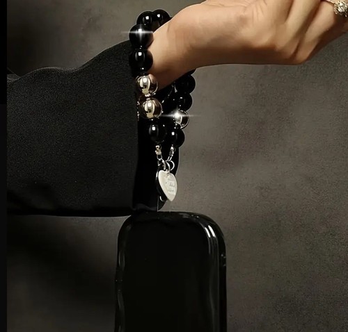 Bracelet breloque téléphone perlé avec perles lanière bracelet porte-clés pendentif - Photo 5 sur 5