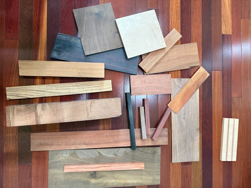 Exotic Hardwood Mix - Primarily Exotic hardwoods , Koa, Rosewood, bubinga,etc