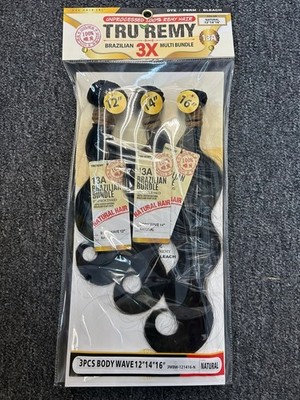 TRU REMY BRAZILIAN 3X MULTI BUNDLE BODYWAVE 10'' 12'' 14: #NATURAL