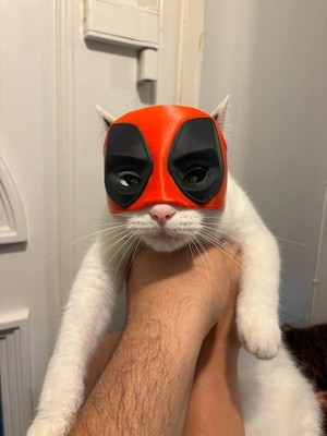 3D-Printed Deadpool Helmet for Cats