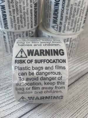 Suffocation Warning Label/stickers (2 x 2) - FBA Approved 6 Rolls of 500 for