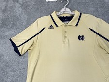 Notre Dame Fighting Irish Shirt Mens Medium Gold Navy NCAA Football Adidas Polo
