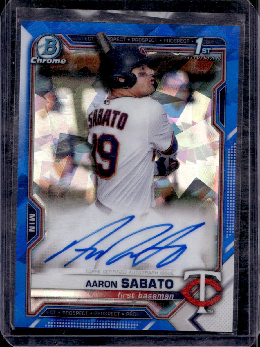 Aaron Sabato 2021 Bowman Chrome Sapphire #BSPA-AS 1st Prospect Auto