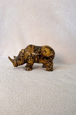 La Vie Collage patchwork ceramic rhinoceros figurine
