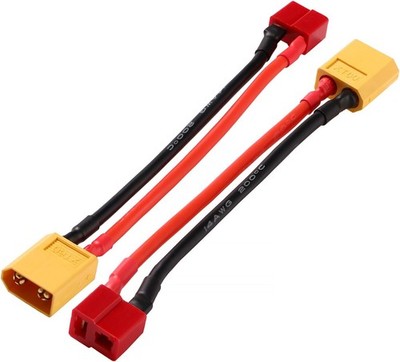 XT60 Stecker Adapter 2 Stück Männlich Weiblich T-Stecker 14AWG Silikonkabel