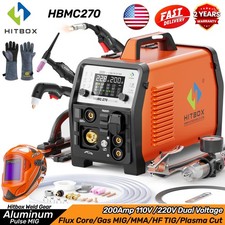 HITBOX 6in1 200A Aluminum Gas Gasless MIG TIG MMA Plasma Cutter Welder w/Helmet