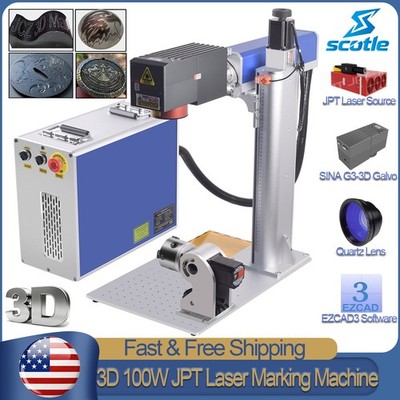 100W 3D JPT MOPA Fiber Laser Marking Machine EZCAD3 Curved Relief Deep Engraving