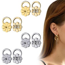 HJZHII 4 Pairs Earring Backs for Droopy Ears, Lifter Silver, Gold