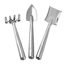 3 Pieces Mini Garden Tools Set, Stainless Steel Shovel Rake Spade Gardening 