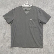Figs Leon Three Pocket Scrub Top Men's Large Graphite Gray Medical