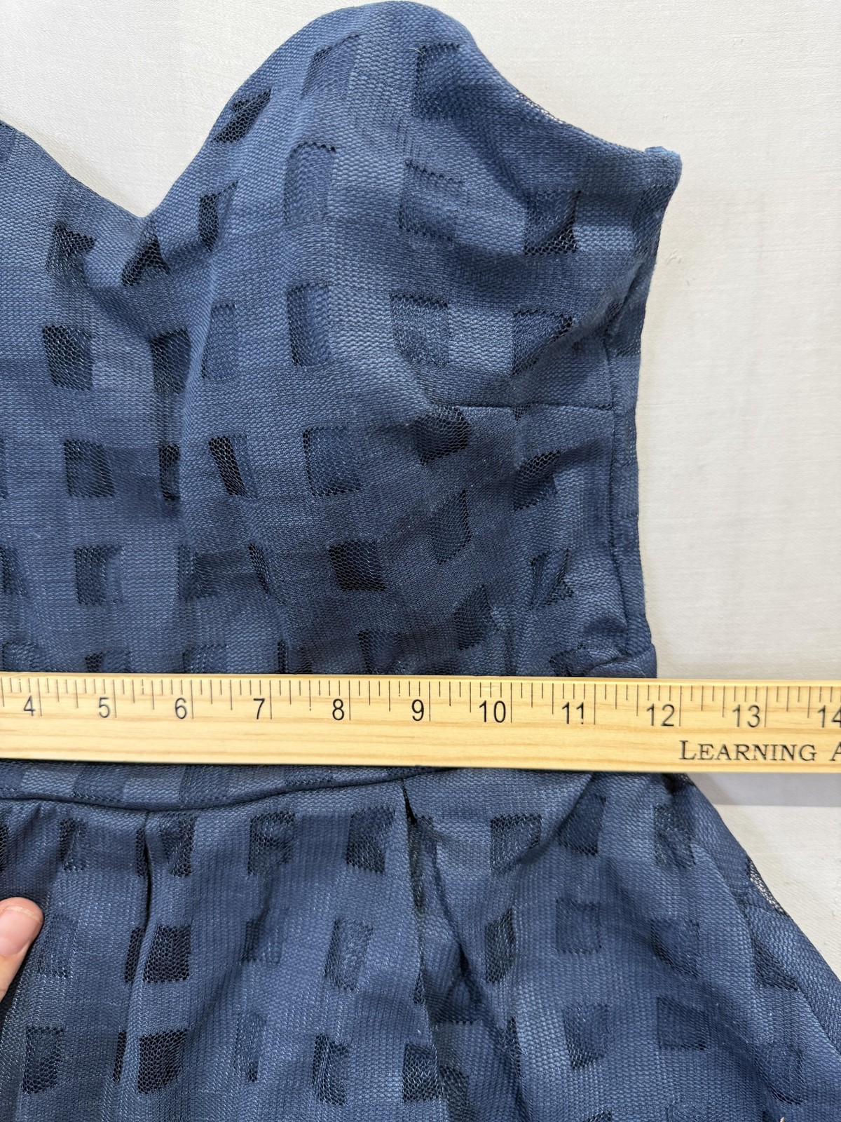 Bongo Dress Womens Small Blue Strapless Sweetheart Fit & Flare Mesh Skater