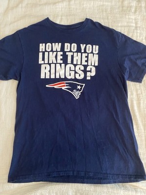 New England Patriots Super Bowl How Do You Like Them Rings? Graphic Blue T-shirt