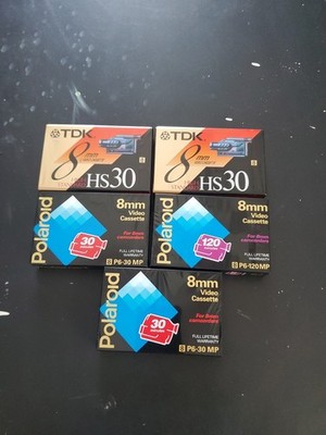 Lot Of 5 Polaroid & TDK 8mm Video Cassette P6-120MP - 120 Minutes New Sealed