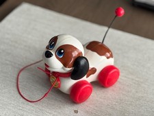 Vintage Fisher Price Pull Along Puppy Dog Toy 1993 Wagging Tail