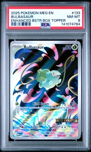2025 POKEMON MEG EN-MEGA EVOLUTION ENHANCED BOOSTER BOX TOPPER BULBASAUR PSA 8