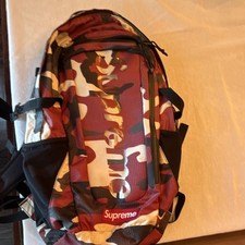 Supreme Red Camo Tactical Backpack Zip Closure Logo Adjustable Padded Straps