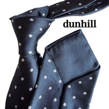 Dunhill Dark Blue White Navy Dot Pattern Polk...