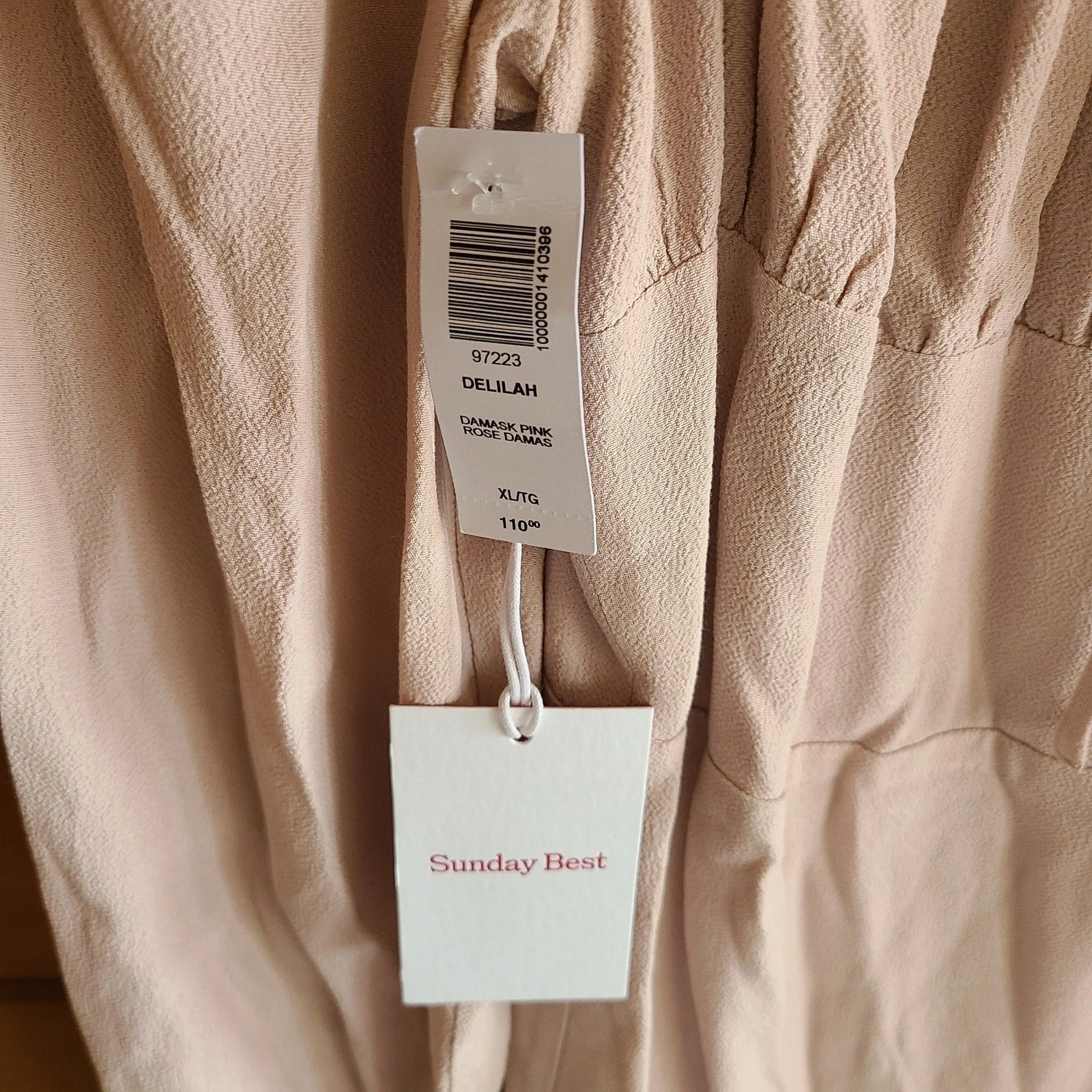 Mini abito Aritzia Sunday Best Delilah manica lunga nuovo con etichetta XL rosa blush San Valentino
