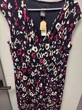 Ann Taylor Navy Floral Print Sleeveless Midi Dress Size M Elegant Workwear NWT