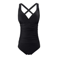Women's Swimming Costume V Neck One Piece Tummy Control One Piece Swimsuit XL