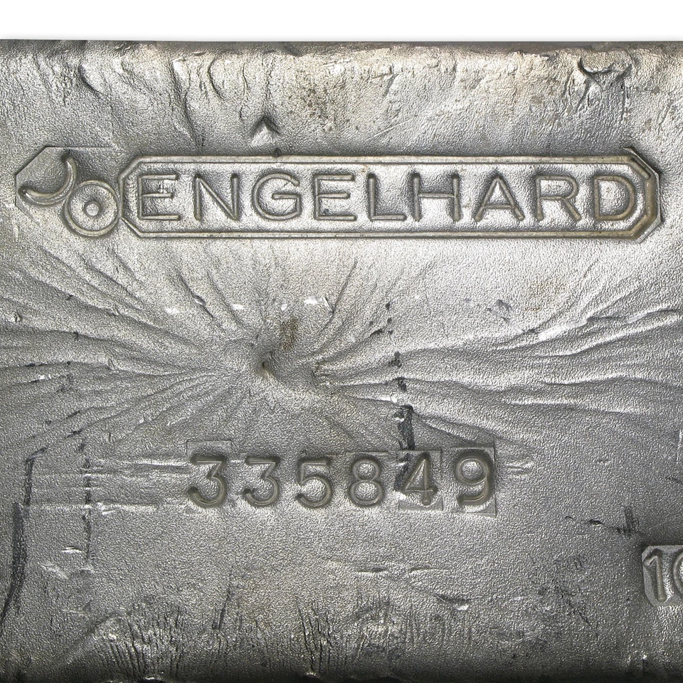 Barra de plata de 100 oz - Engelhard (logotipo de toro) Foto 2 de 2