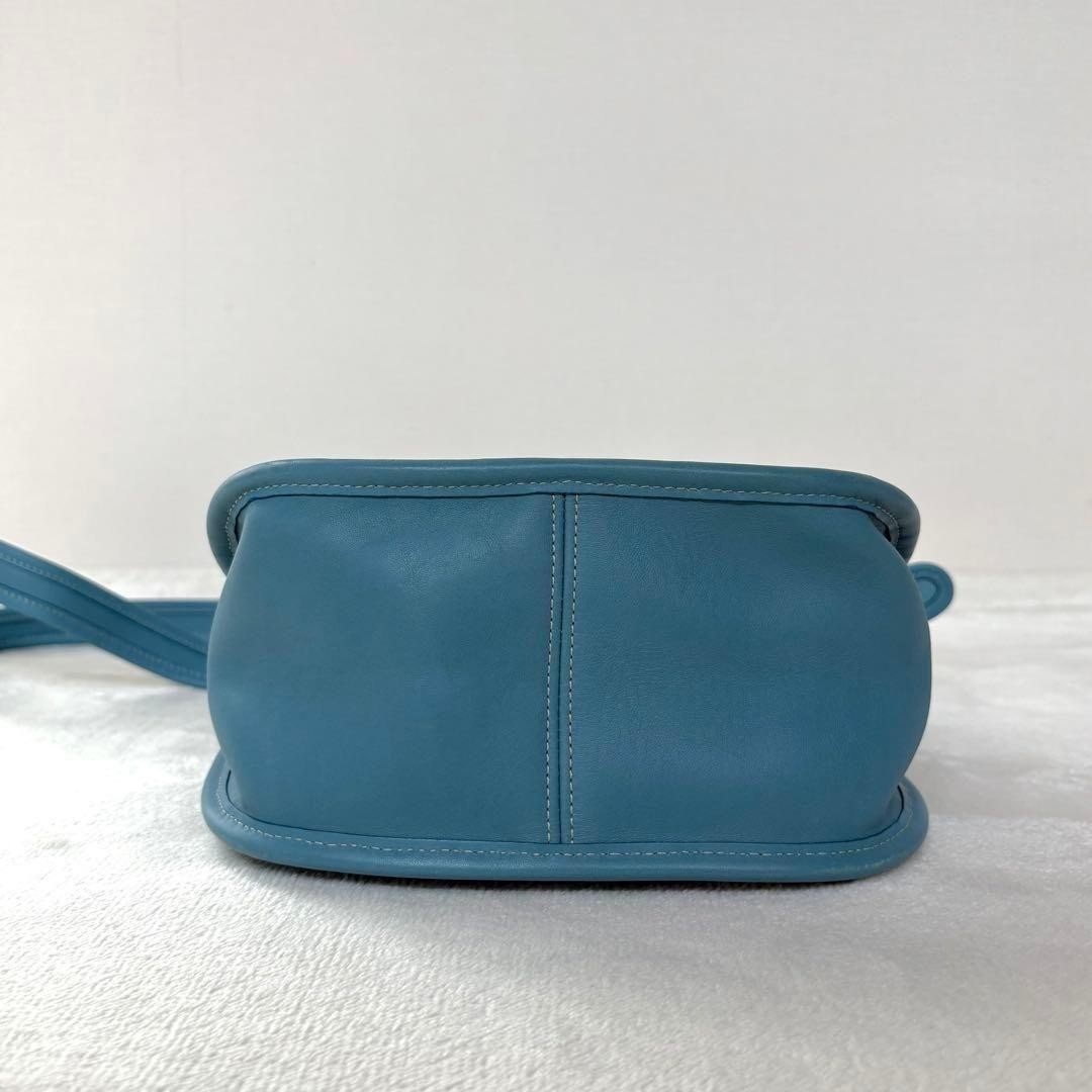 Old Coach Becket Shoulder Bag 9950 Vintage Blue Leather Flap Crossbody image 8