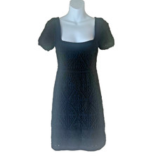 ZARA Black Crochet Knit Dress M Geometric Triangle Textured Off Shoulder Mini M