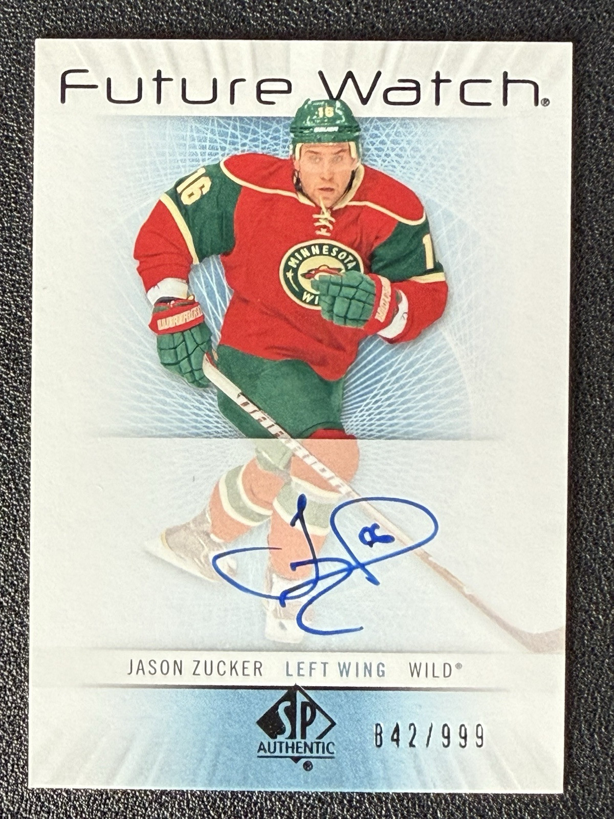 2012-13 SP Authentic Future Watch /999 Jason Zucker #222 Rookie Auto RC