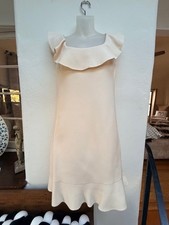 Valentino Cream Crepe Sleeveless Ruffled Mini Dress