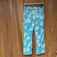 Lilly Pulitzer Vintage White Label Straight Leg Leopard Floral Print Jeans 8