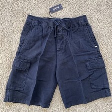 NWT Authentic VILEBREQUIN Cargo Bermuda Shorts- Boys - 10 Yrs- NAVY BLUE - Linen