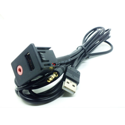 New USB AUX Headphone 3.5mm Male Jack Mount Cable Adapter Car Panel Input Kit