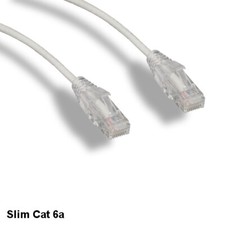 KNTK White 10' Slim Cat6a UTP Ethernet Cable 10Gbps 28AWG RJ45 Data Networking
