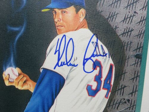 NOLAN RYAN SIGNED 8.5 x 11 TEXAS RANGERS 1992 FLEER CANVAS PRINT PHOTO JSA COA - Picture 2 of 4