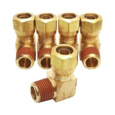 Lot of 5 Midland 38107 Air Brake Elbow 90°, ø5/8" Tube OD 1/2" Male NPTF, 150psi