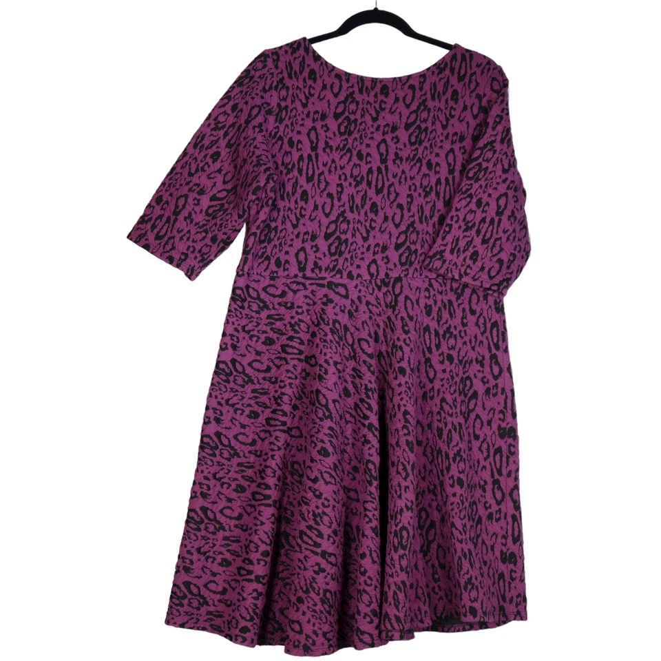 Vestido Suéter Leota Púrpura Leopardo Para Mujer Talla 1L 1x Cambio Estampado Animal Texturizado