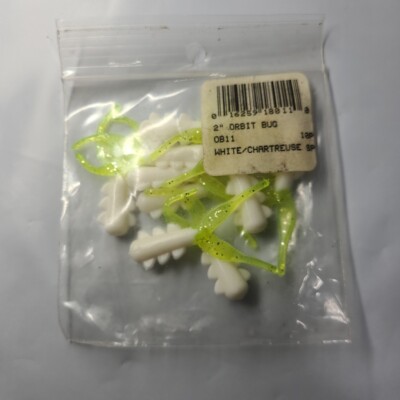 2  Orbit Bug Swimbait Rubber White Chartreuse Style Perch Walleye Bass 10 Pack