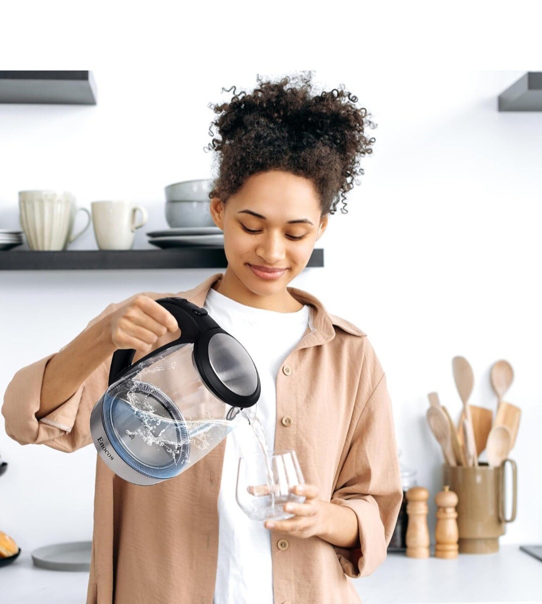 Enocos Fast Boil Electric Kettle, 2.0 L, 2300 Watts, Glass Kettle Easy