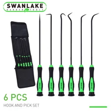 6pc Pick & Hook Set Extra Long O-Ring Seal Remover 9" Soft Grip Assorted Shapes