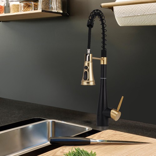 Kitchen Faucet Swivel Commercial Sink Pull Out Sprayer Mixer Tap Stainless Steel