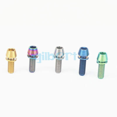 (4) M5 16/18/20mm Long GR5 Titanium Bike Screw Taper Cone Head Bolts With Washer