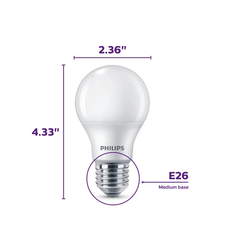 Philips A19 E26 Medium LED Bulb Daylight 60 Watt Equivalence 4